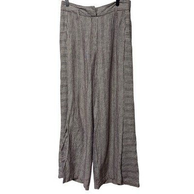 Anthropologie Ett:Twa Striped Linen Wide Leg Pants High Waist Side Sit Size 6