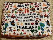 In my Head I’m in Thailand NEW Small Zip Pouch Tote Clutch Makeup Travel bag