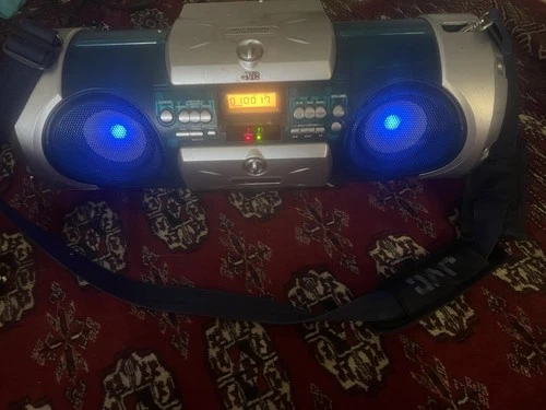 Vintage JVC RV-B550 CD Portable Boombox Blue CD & Tuner  AUX Works GREAT!