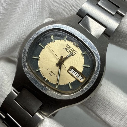 Rare SEIKO Actus 7019-5010 Beige Dial Vintage Automatic Watch Working! Runs