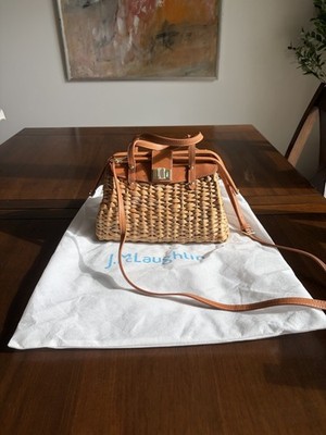 J.McLaughlin Tan Brown Woven Top Handle Bag With Dust Bag