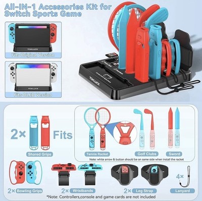 Tokluck Switch Sports Accessories Bundle with Organizer Station