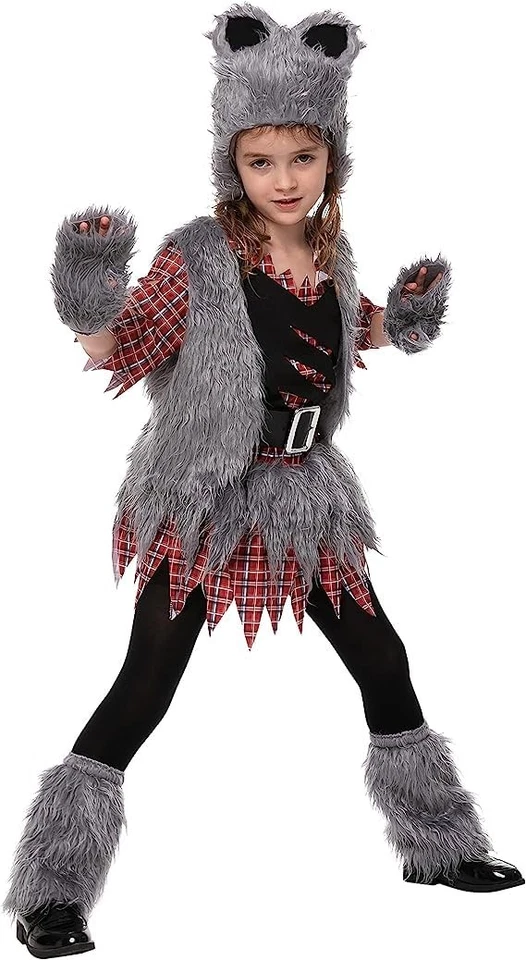 Kids Werewolf Costume Set - Scary Halloween Outfit for Girls - Image 4 of 4