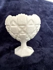 Westmoreland Old Quilt Cupped White Milk Glass Rose Bowl Pedestal Vase - Vintage