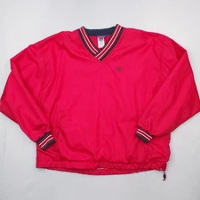 Champion Jacket Mens Extra Large Red Windbreaker Pullover Lined Golf Relaxed Fit