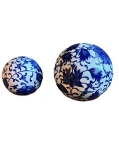 Blue & White Lot Of 2 Ceramic Carpet Balls 3.5” 2”