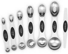 7 PCS Magnetic Measuring Spoons Set, Dual Sided, Stainless Steel Small Tablespoo