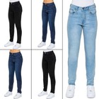 Enzo Mom Jeans Womens High Rise Stretch Denim Tapered Trousers