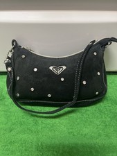 Borsa a tracolla Roxy vintage in camoscio con logo strass 8” x 4” x 2”