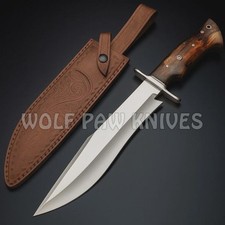 15" Handmade D2 Steel Blade Hunting Bowie Knife Wood Handle Duty Paid USA