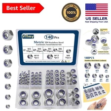 Nylon Insert Locknuts Assortment Kit - 140PCS in 304 Stainless Steel Finish
