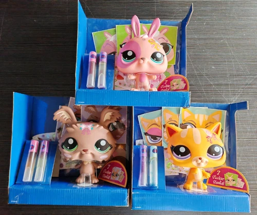 2010 Hasbro LPSO Design Pet Jumbo Littlest Pet Shop LPS Yorkie,YELLOW CAT,RABBIT