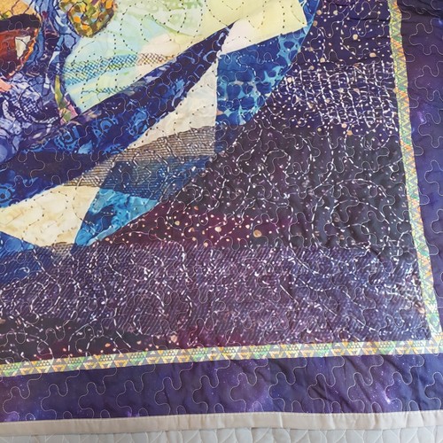 Susan Carlson "Blue Moon" Collage Art Quilt KING Crescent Moon NEW 90"x108" - Picture 3 of 6