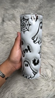 20oz Halloween Ghost Tumbler - Boo! Cute Ghost Design Stainless Steel Travel Cup