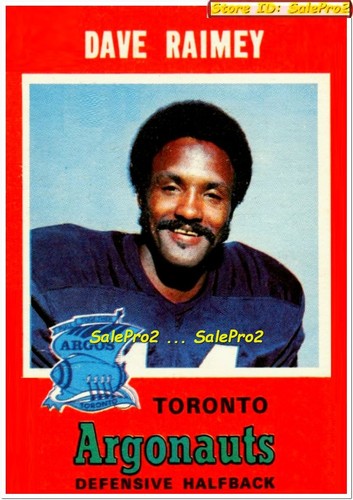 O-PEE-CHEE OPC 1971 DAVE RAIMEY CFL TORONTO ARGONAUTS STAR MINT CARD #12