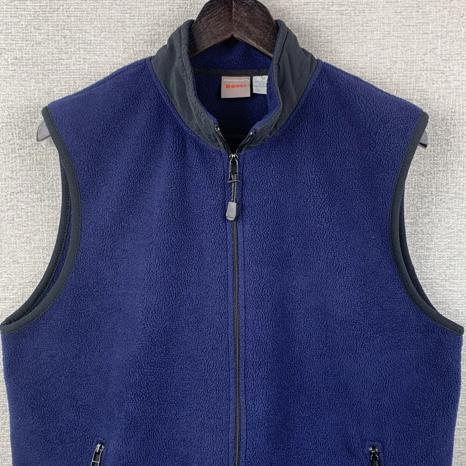 Chaleco ProSpirit Para Hombres Medio Azul Polar Bolsillos con Cremallera Completa Exterior Capas Atleta Foto 2 de 4