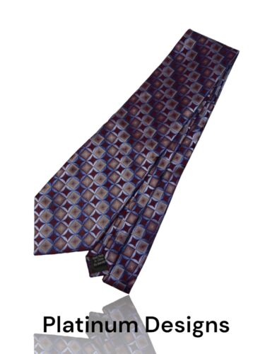 Platinum Designs Silk Necktie, 59" X 4", Multicolor Geometric. OB-4