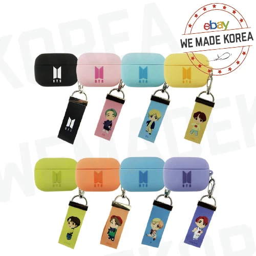 BTS Airpods Pro Silicone Case Cover Skin Finger Strap Authentic