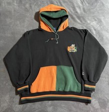 Vintage 90s Starter Miami Hurricanes Double Hood ColorBlock Hoodie Size Large