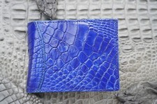 Bright Blue Money Clip Genuine Crocodile Skin Leather Bifold Men's Wallet V33