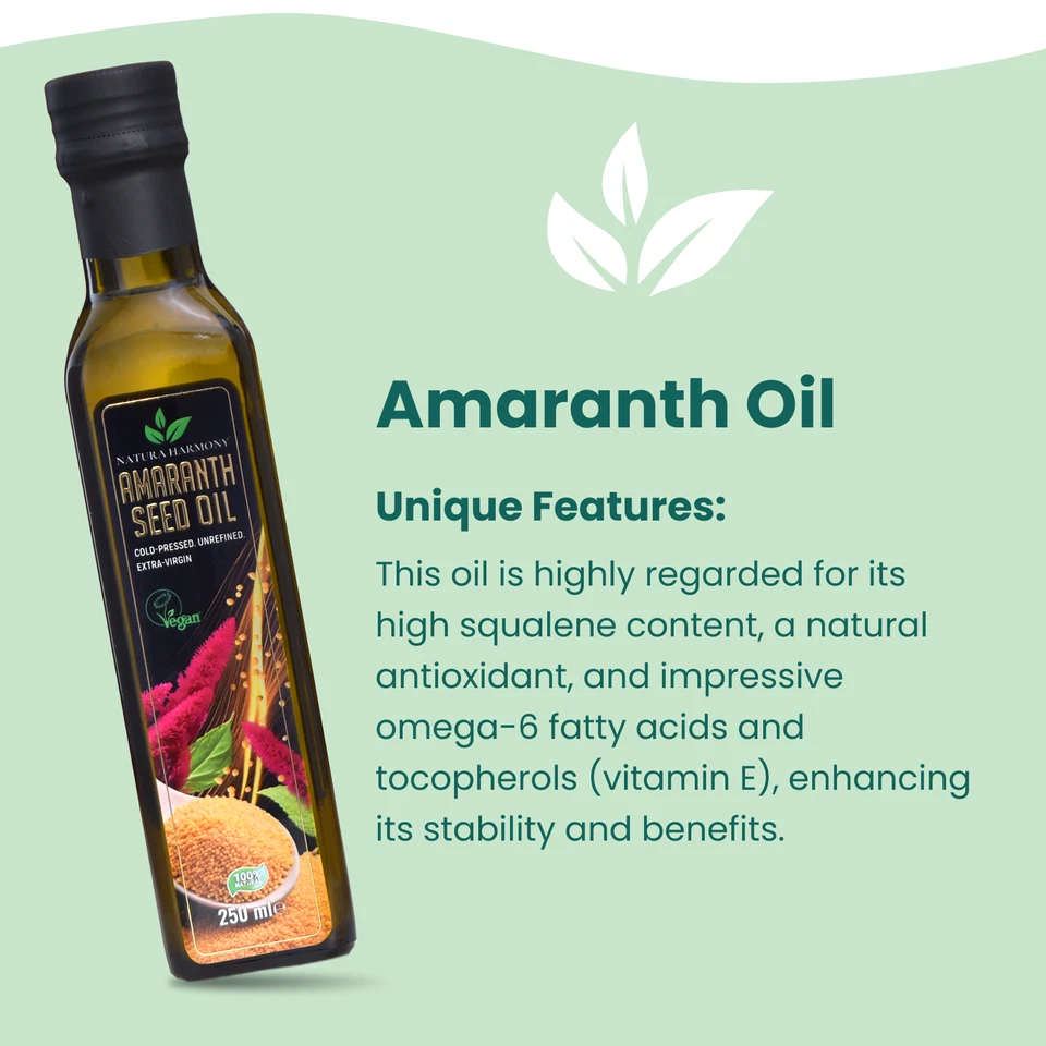 Amaranth Oil 250ml pure Cold Pressed Natural Oil for Cooking, vegan, unrefined - Image 4 of 4