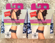 Hanes Cheeky Microfiber Stretch Lace Trim Panties 4 Pairs 2 Pack Size XL/8 New