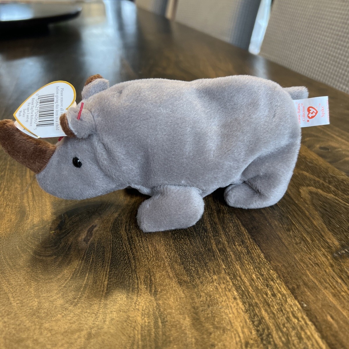 RARE Ty Beanie Baby Spike The Rhinoceros Hang Tag 1996 Tag Error