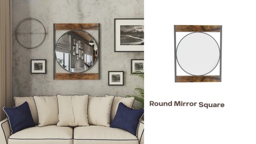 Wisfor Vintage Bathroom Mirror Metal Wooden Frame Wall Mounted Decorative Mirror - Video 1 of 1