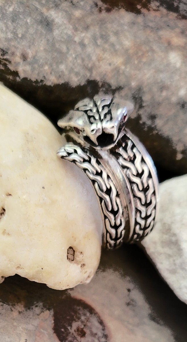 John Hardy Cobra Ring with Ruby Eyes Sterling SIlver Sz 10.5 John Hardy Cobra Ring with Ruby Eyes Sterling SIlver Sz 10.5