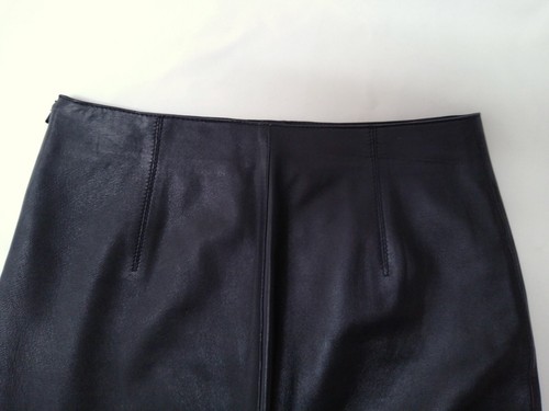 Massimo Dutti Black Sheep Leather Pencil Skirt Small Knee Length with Kick Slit - Picture 8 of 10