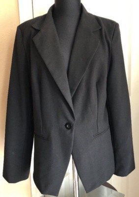 D.F.A. New York Black One Button Blazer Suit Jacket Women s M