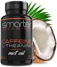 SMARTERVITAMINS 200mg CAFFEINE PILLS Advanced Energy & Focus L-Theanine + MCT's