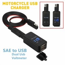 Phone GPS Camera Motorcycle Charger LED Voltage Display SAE to USB Cable Adapter