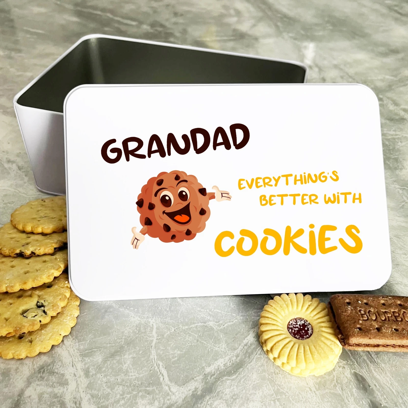 Better With Cookies Grandad Personalised Gift Cookies Treats Biscuit Tin