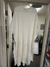 Gabriela Hearst Taos Knit Poncho in Ivory Merino Wool Cashmere