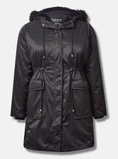 Torrid Nylon 3 In 1 Parka Puffer Coat Deep Black Faux Fur Hood Womens 5x $229