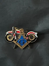 Square Compass Lapel Tac Pin Motorcycle Masonic Freemason Fraternity NEW!