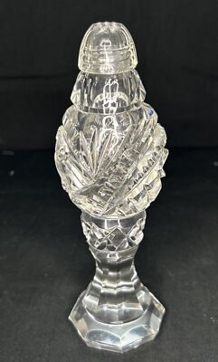 Cut Crystal Salt or Pepper Shaker Pedestal Arch Vertical Cuts Diamond Pattern