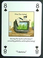 1 x playing card Magnificent Moggies Cat Television 8 of Clubs