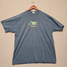Vintage Hanes Mens Blue Hang Loose Hawaii Short Sleeve T Shirt Size XL