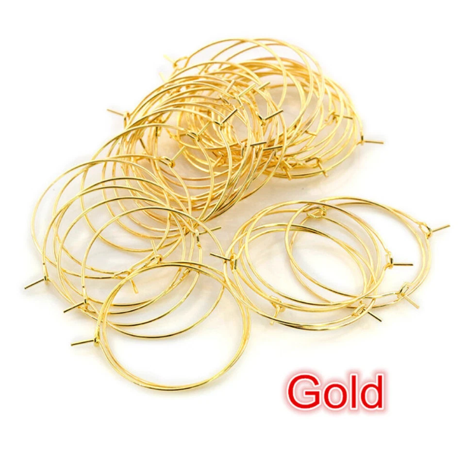 50x Hágalo Usted Mismo Fabricación de Joyas Dije Cuentas Aro Lazo Pendiente Alambre de Oreja Círculo Grande 25 mm Foto 3 de 4