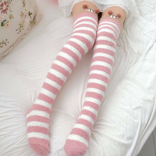 Animal Printed Knee Socks Striped Cute Lovely Long Thigh High Sock Winter Warm - Picture 4 of 8