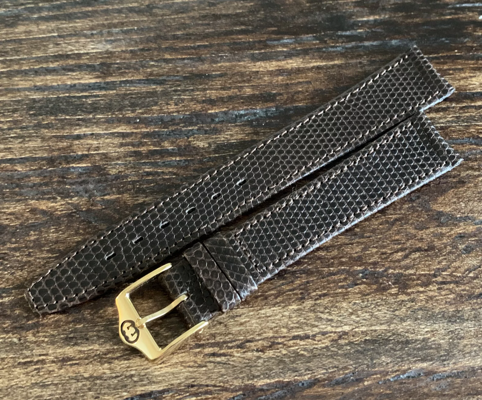 Bracelet de montre Gucci 16x14 marron foncé lézard 115/75 7,5
