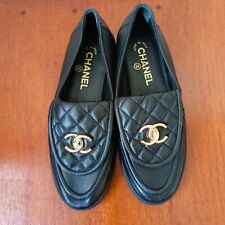 Chanel Quilted Leather Tab Loafers - Black (G36646 X01000 Chanel Quilted Leather Tab Loafers - Black (G36646 X01000