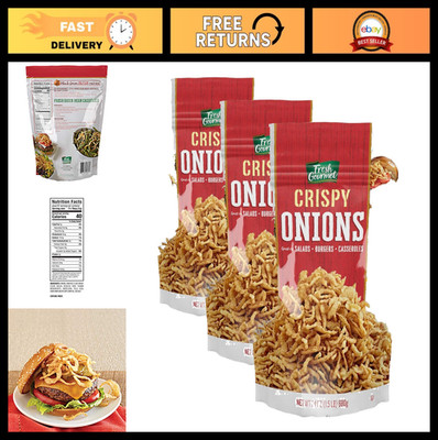 Crispy Onions Snack | 24oz Low Carb Crunchy Topping | Salad & Snack Pack of 3