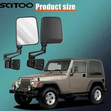 Manual LH+ RH Side View Door Mirrors For 87-02 Jeep Wrangler 4.0L 2.5L 4.2L 2PC