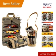 Portable and Durable Motorcycle Tool Roll Organizer - 6 Compartments for Tools