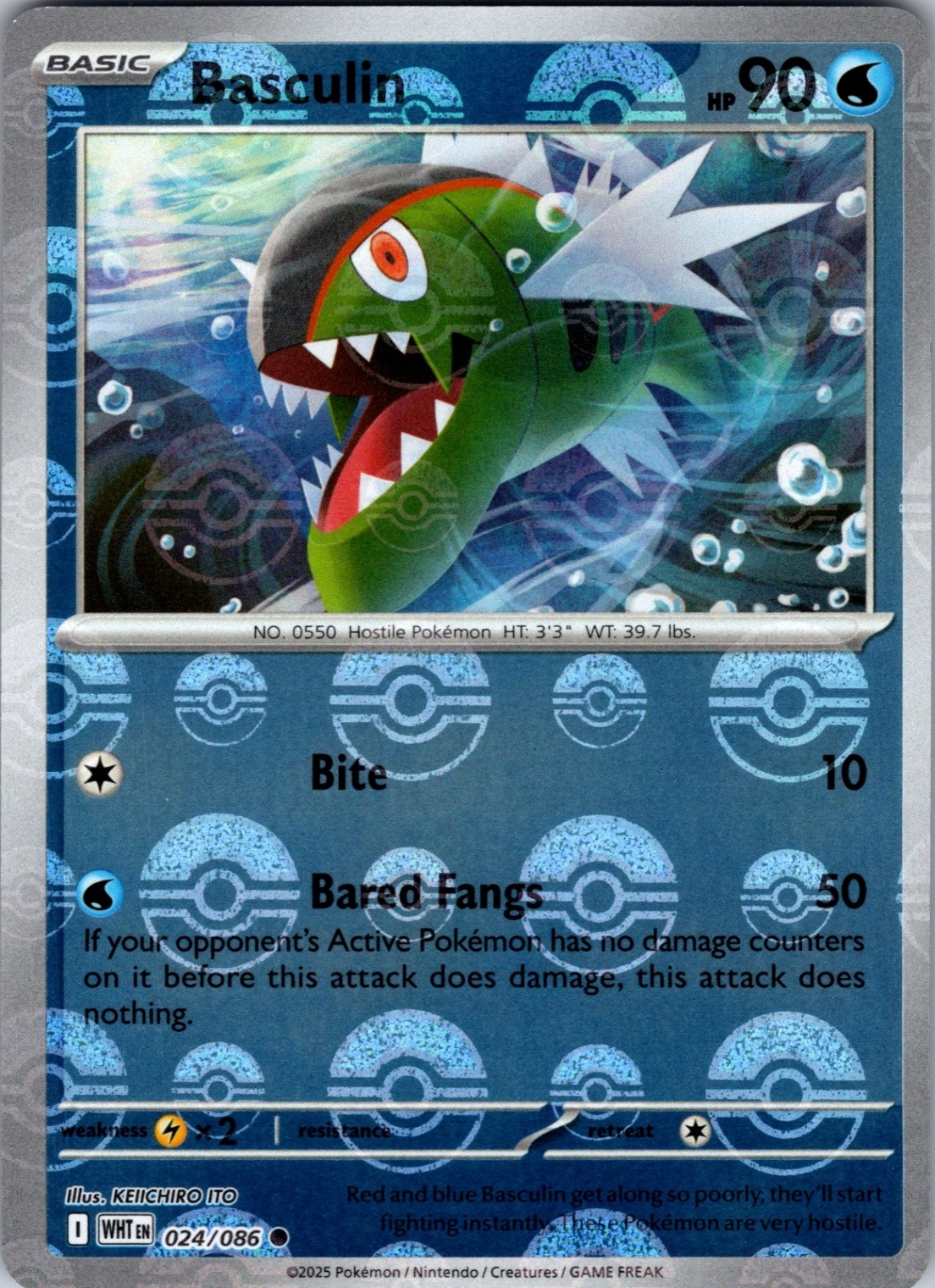 Basculin (Poke Ball Pattern) 024/086 Common Holo SV: White Flare NM