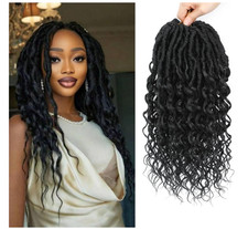 Deep Faux Locs Crochet Hair 14 Inch Goddess Locs Crochet Hair 8 Packs 1B