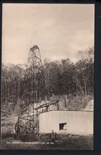 OIL DERRICK  ~ MANNINGTON, WV * UNPOSTED @ VINTAGE TECRAFT CO. 1930s LITHOGRAPH 